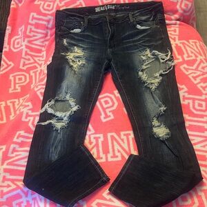 Machine Black Distressed Skinny Jeans
